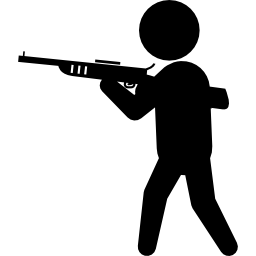 Criminal with big gun silhouette icon