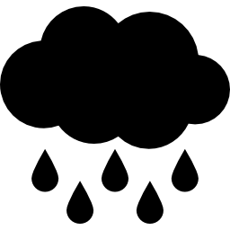 Rain black cloud with raindrops falling down icon