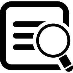 Data search square interface symbol with a magnifier tool icon