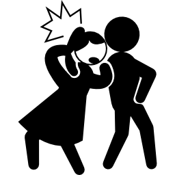 Criminal kicking the back of the head of a woman icon