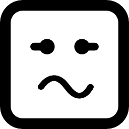 emoticon quadratisches gesicht mit gebogenem mundausdruck icon