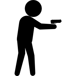 Armed criminal male silhouette icon