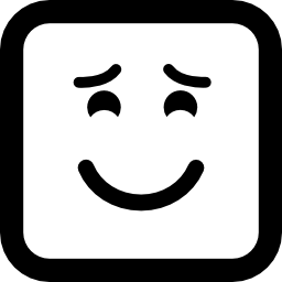 lachende emoticon met opgetrokken wenkbrauwen en gesloten ogen icoon