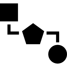 blokkenschema van drie zwarte geometrische vormen icoon