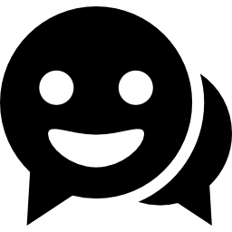 chat-interface symbool met lachend gezicht in cirkelvormige tekstballon icoon
