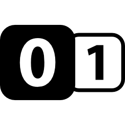 Zero to one binary interface symbol with two numbers in rounded squares icon