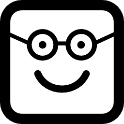 nerd feliz cara sonriente en cara cuadrada redondeada icono