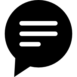 Circular black speech bubble with text lines icon