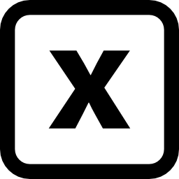 fermer le symbole d'interface arrondi carré avec une croix Icône