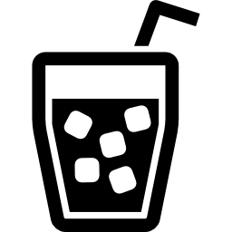 Drink glass with ice cubes and straw icon