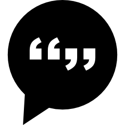 simbolo dell'interfaccia del segno di conversazione del fumetto circolare con segni di virgolette all'interno icona