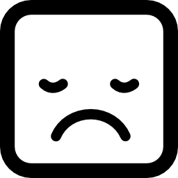 Sad sleepy emoticon face square icon