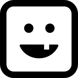 Happy emoticon with one tooth icon