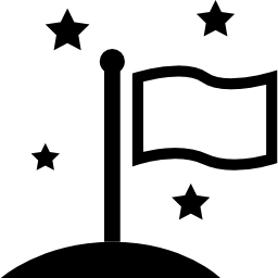 contorno di bandiera su un palo con stelle intorno icona