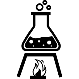 erhitzen eines kolbens mit testflüssigkeit auf feuerflammen icon