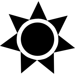 Солнце черная форма круга с треугольниками иконка
