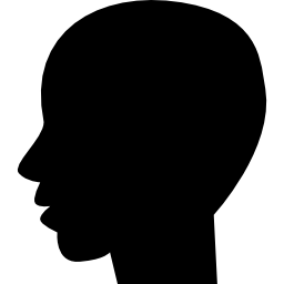 forma della testa calva nera dell'uomo dalla vista laterale icona