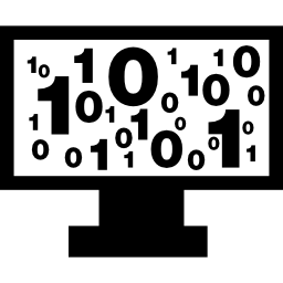 Binary code numbers on monitor screen icon