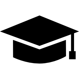 berretto nero da studente di laurea icona