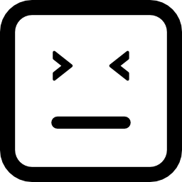 Emoticon square face with closed eyes and straight mouth line icon