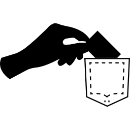criminele hand die een voorwerp uit een zak trekt icoon