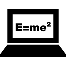 Laptop with energy mass equivalence formula on screen icon