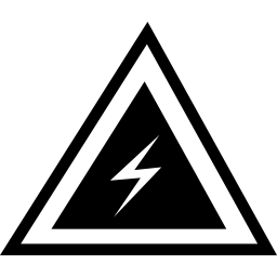 símbolo triangular de peligro con signo de perno dentro icono