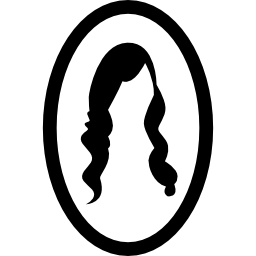 Long female hair image on oval mirror icon