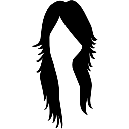 Long dark female hair shape icon