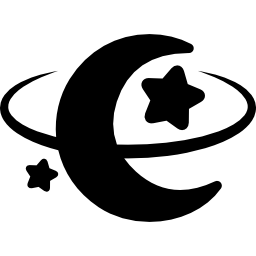 formas espaciales de la luna con estrellas. icono