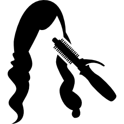 Long female hair and hair curler icon