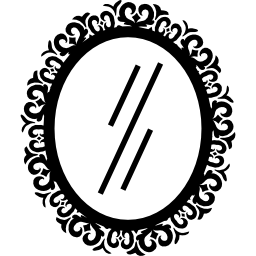 ovaler friseursalonspiegel mit zierrand icon