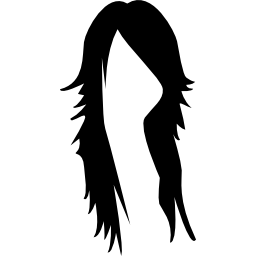 Long dark female hair shape icon