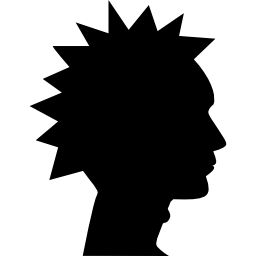 silueta de vista lateral de cabeza masculina punk icono