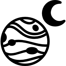 Planet with one moon icon