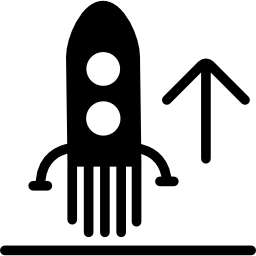 Ascending rocket ship icon
