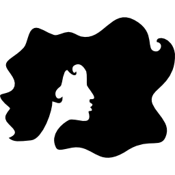 forme de cheveux longs noirs bouclés Icône