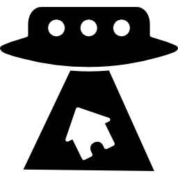 Space ship abducting a house icon