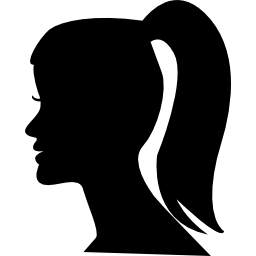 cabeza femenina con cola de caballo icono