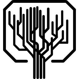 forma ad albero di linee rette come un circuito stampato da computer icona