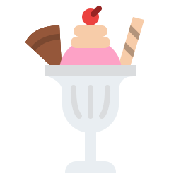 helado con frutas y nueces icono