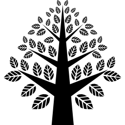 bella forma simmetrica dell'albero con molte foglie icona
