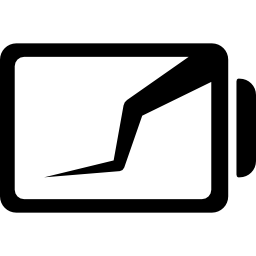 simbolo dell'interfaccia dello stato della batteria con linea tratteggiata icona