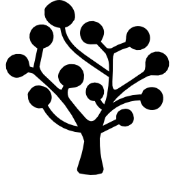 siluetta dell'albero delle foglie circolari icona
