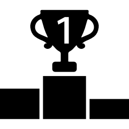 podio de juegos con trofeo para el número uno icono