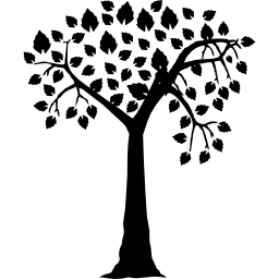 romantica forma ad albero con foglie a forma di cuore icona