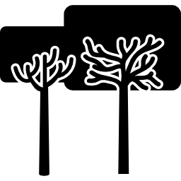 coppia di alberi a forma di fogliame rettangolare icona