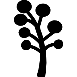 tronco d'albero con sette sfere di fogliame icona