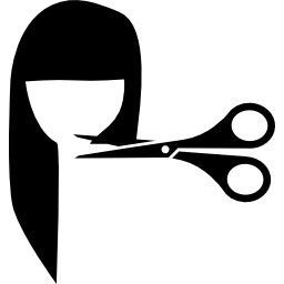 cheveux féminins coupés avec des ciseaux Icône