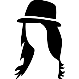 cheveux longs avec un chapeau Icône